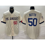 Los Angeles Dodgers #50 Mookie Betts Number Cream MWATKINS 2024 City Connect Limited Stitched Jersey 2