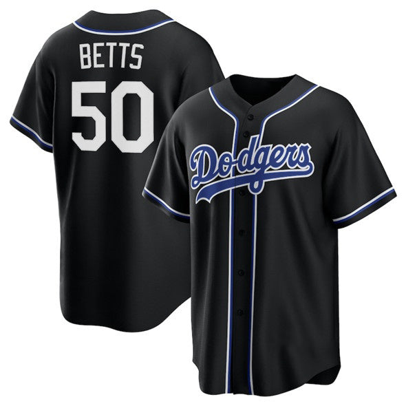 Los Angeles Dodgers #50 Mookie Betts Black MWATKINS Lights Out Limited Stitched Jersey