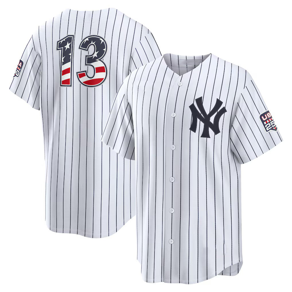 New York Yankees #13 Jazz Chisholm Jr. USA 250 Fourth of July Home Stadium Jersey - White MWATKINS