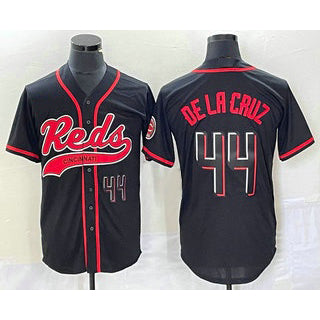 Cincinnati Reds #44 Elly De La Cruz Number Black MWATKINS With Patch Cool Base Stitched Jersey