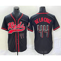 Cincinnati Reds #44 Elly De La Cruz Number Black MWATKINS With Patch Cool Base Stitched Jersey