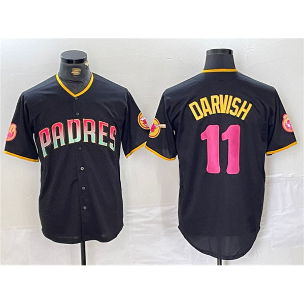 San Diego Padres #11 Yu Darvish Black MWATKINS Cool Base Stitched Jersey