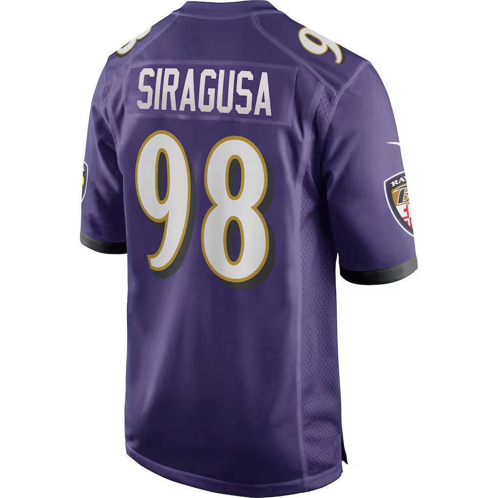 B.Ravens #98 Tony Siragusa Purple MWATKINS Game Retired Player Jersey