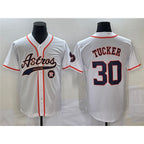 Houston Astros #30 Kyle Tucker White MWATKINS With Patch Cool Base Stitched Jersey