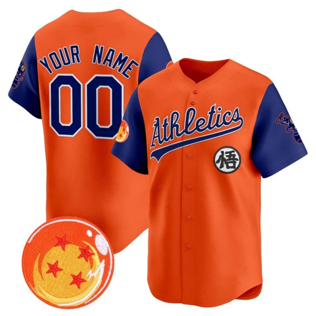 Custom Oakland Athletics x Dragon Ball Royal Orange MWATKINS Vapor Premier Limited Jersey - All Stitched