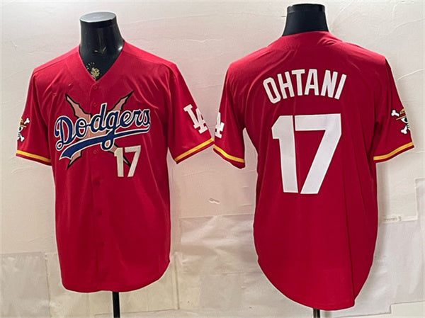 Los Angeles Dodgers x One Piece #17 Shohei Ohtani Red MWATKINS Vapor Premier Limited Stitched Jersey