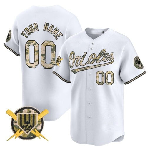 Custom Baltimore Orioles Armed Forces Day Vapor Premier Limited Jersey ¨C White MWATKINS