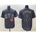 New York Mets #12 Francisco Lindor Number Grey MWATKINS 2024 City Connect Cool Base Stitched Jerseys