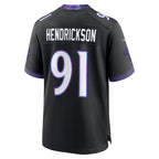 B.Ravens #91 Trey Hendrickson Black MWATKINS Alternate Game Jersey