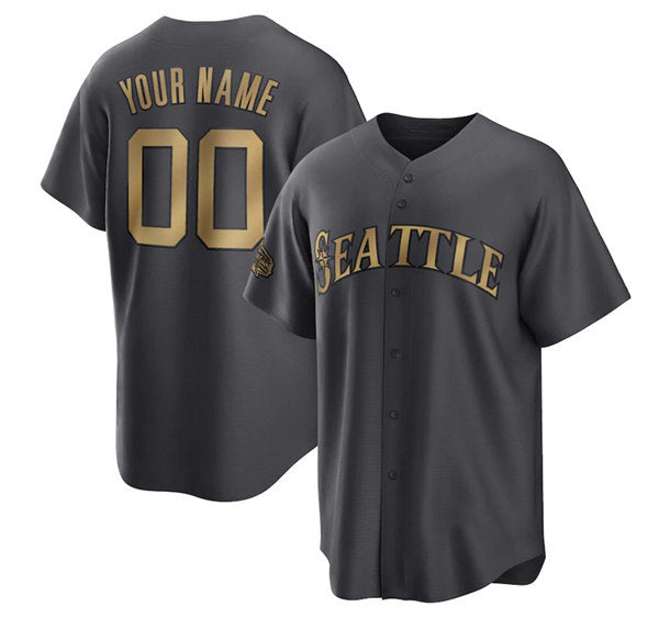 Custom Seattle Mariners Active Player Charcoal MWATKINS 2022 All-Star Cool Base Stitched Jersey