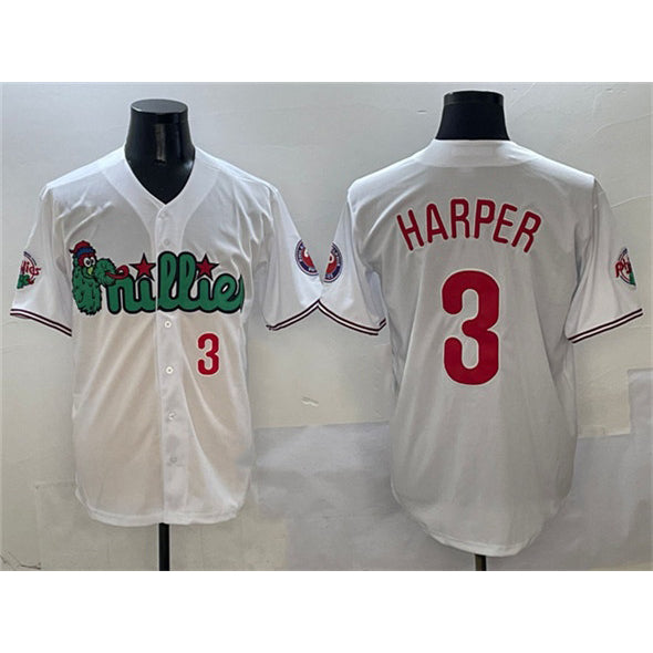Philadelphia Phillies #3 Bryce Harper White MWATKINS Phanatic Limited Stitched Jersey