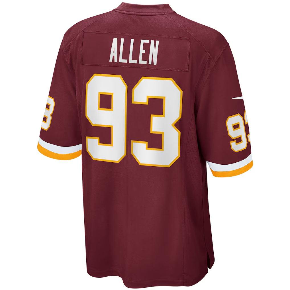 W.Football Team #93 Jonathan Allen Burgundy MWATKINS Home Game Jersey