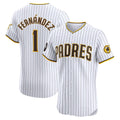 San Diego Padres #1 Tony Fern¨¢ndez White MWATKINS Home Elite Sponsor Patch Player Jersey