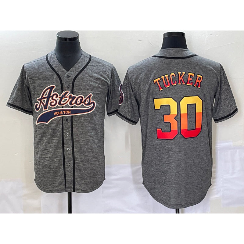 Houston Astros #30 Kyle Tucker Grey MWATKINS Gridiron Cool Base Stitched Jersey