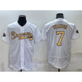Atlanta Braves #7 Dansby Swanson White MWATKINS 2022 All Star Stitched Flex Base Jersey