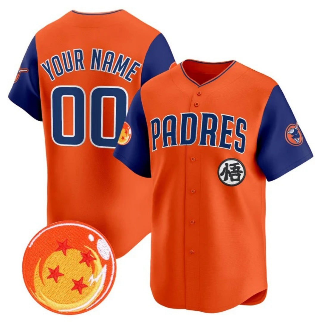 Custom San Diego Padres x Dragon Ball Royal Orange MWATKINS Vapor Premier Limited Jersey - All Stitched
