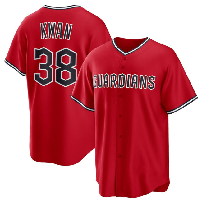 Cleveland Guardians #38 Steven Kwan Red MWATKINS Cool Base Limited Stitched Jersey
