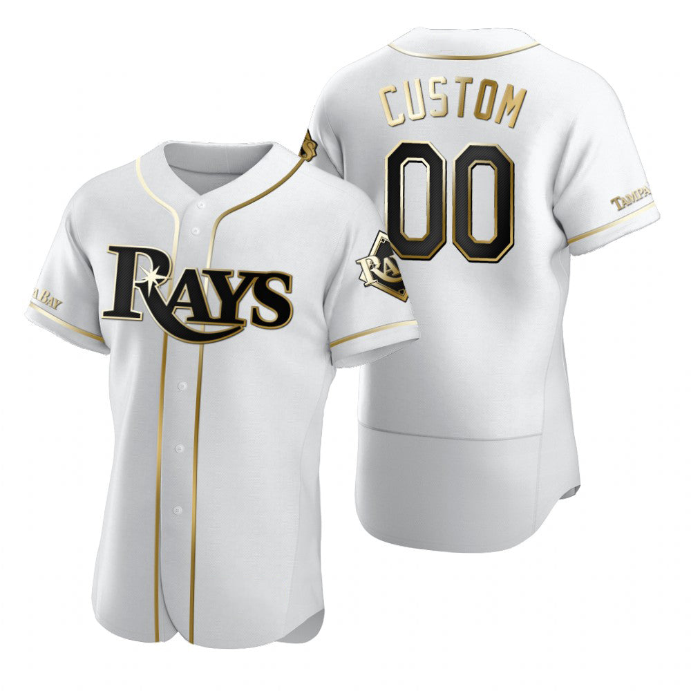 Custom Tampa Bay Rays White MWATKINS Stitched Flex Base Golden Edition Jersey