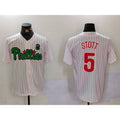 Philadelphia Phillies #5 Bryson Stott White Green MWATKINS Cool Base Stitched Jersey 2