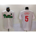 Philadelphia Phillies #5 Bryson Stott White Green MWATKINS Cool Base Stitched Jersey 2