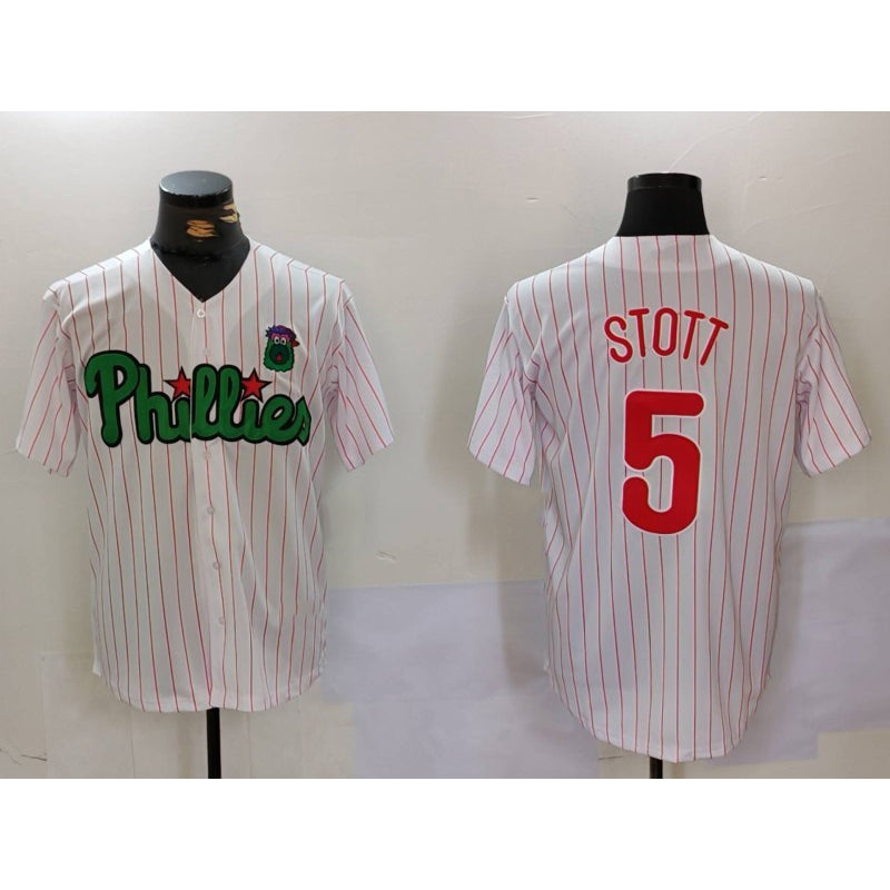 Philadelphia Phillies #5 Bryson Stott White Green MWATKINS Cool Base Stitched Jersey 2