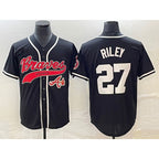 Atlanta Braves #27 Austin Riley Black MWATKINS Cool Base Stitched Jersey 2