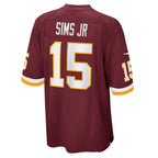 W.Football Team #15 Steven Sims Jr. Burgundy MWATKINS Game Player Jersey