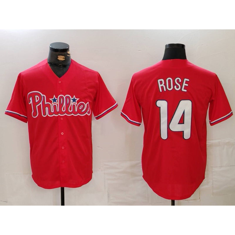 Philadelphia Phillies #14 Pete Rose Red MWATKINS Cool Base Stitched Jersey