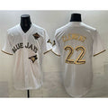 Toronto Blue Jays #22 Ernie Clement White Gold MWATKINS 2025 American League Champions Limited Stitched Jersey