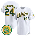 Oakland Athletics #24 Rickey Henderson White MWATKINS 2024 Home Limited With Rickey Henderson Patch Stitched Jersey