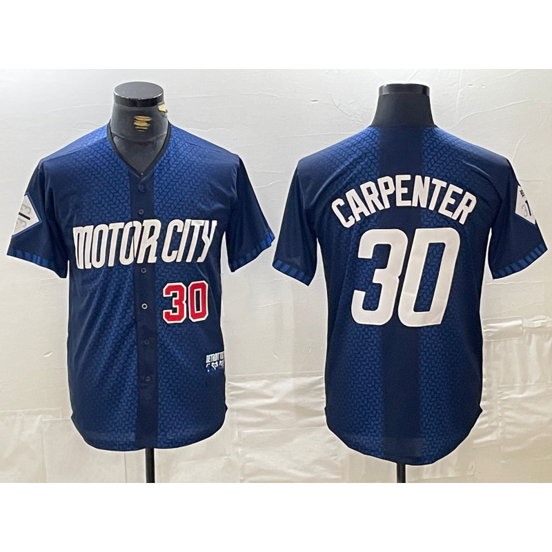 Detroit Tigers #30 Kerry Carpenter Number 2024 Navy MWATKINS City Connect Cool Base Limited Stitched Jersey