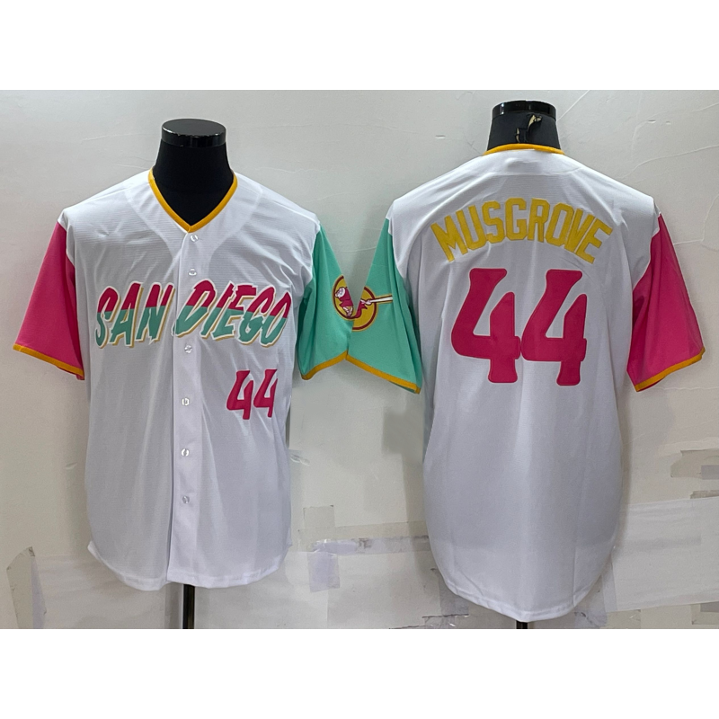 San Diego Padres #44 Joe Musgrove White MWATKINS Number 2022 City Connect Cool Base Stitched Jersey