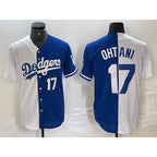 Los Angeles Dodgers #17 Shohei Ohtani Number White Blue MWATKINS Two Tone Stitched Jersey 3