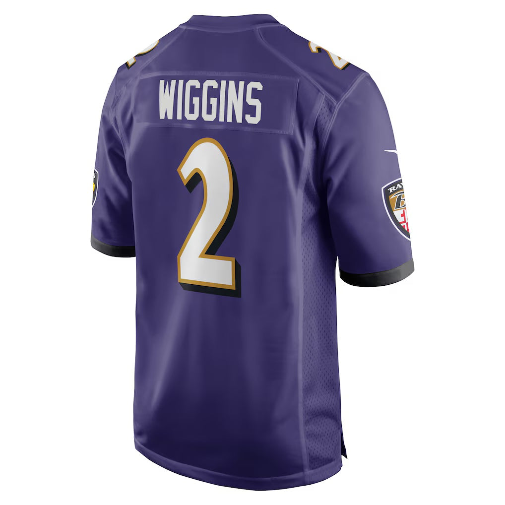 B.Ravens #2 Nate Wiggins Purple MWATKINS Player Game Jersey