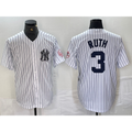 New York Yankees #3 Babe Ruth Name White MWATKINS With Patch 2024 Cool Base Stitched Jersey