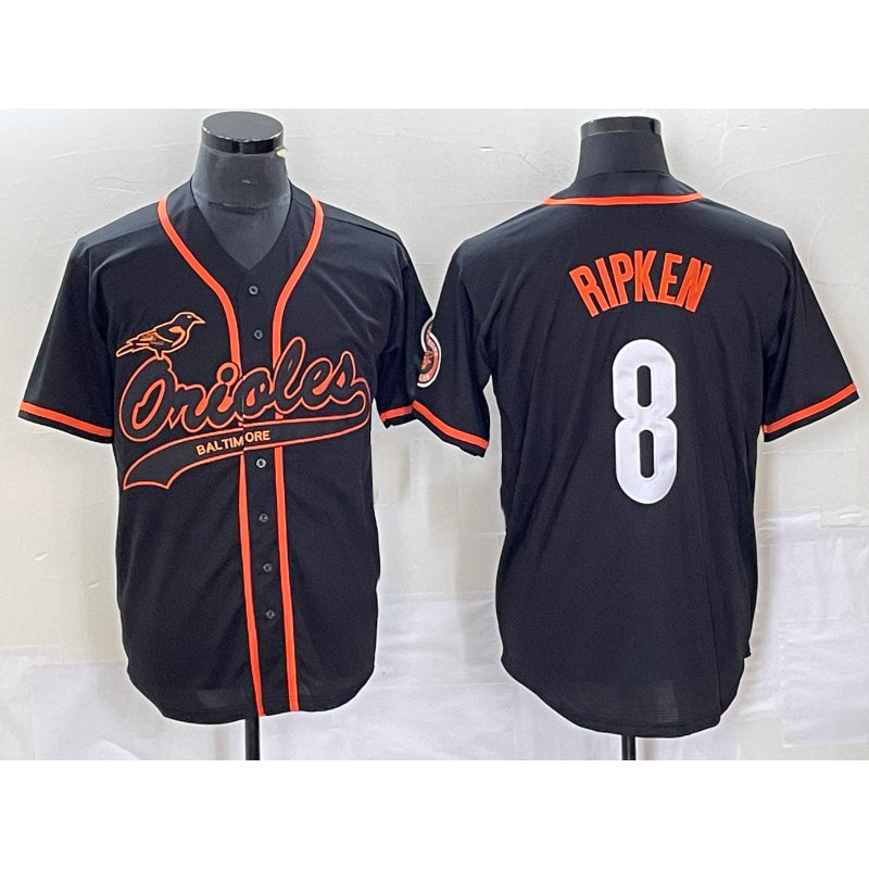 Baltimore Orioles #8 Cal Ripken Jr Black MWATKINS Cool Base Stitched Jersey