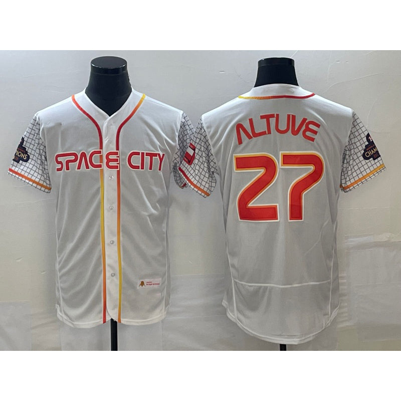 Houston Astros #27 Jose Altuve Number White MWATKINS 2023 City Connect Flex Base Stitched Jersey 3