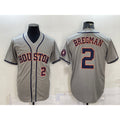 Houston Astros #2 Alex Bregman Number Grey MWATKINS With Patch Stitched Cool Base Jersey