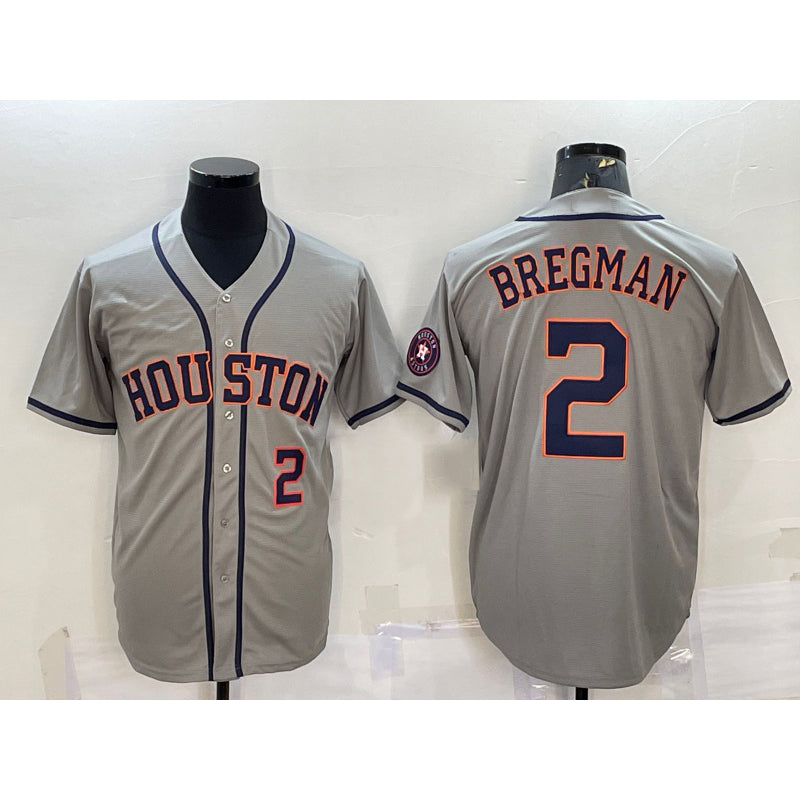 Houston Astros #2 Alex Bregman Number Grey MWATKINS With Patch Stitched Cool Base Jersey