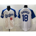 Los Angeles Dodgers #18 Yoshinobu Yamamoto White Royal MWATKINS 2025 World Series Champions Patch Limited Stitched Jersey
