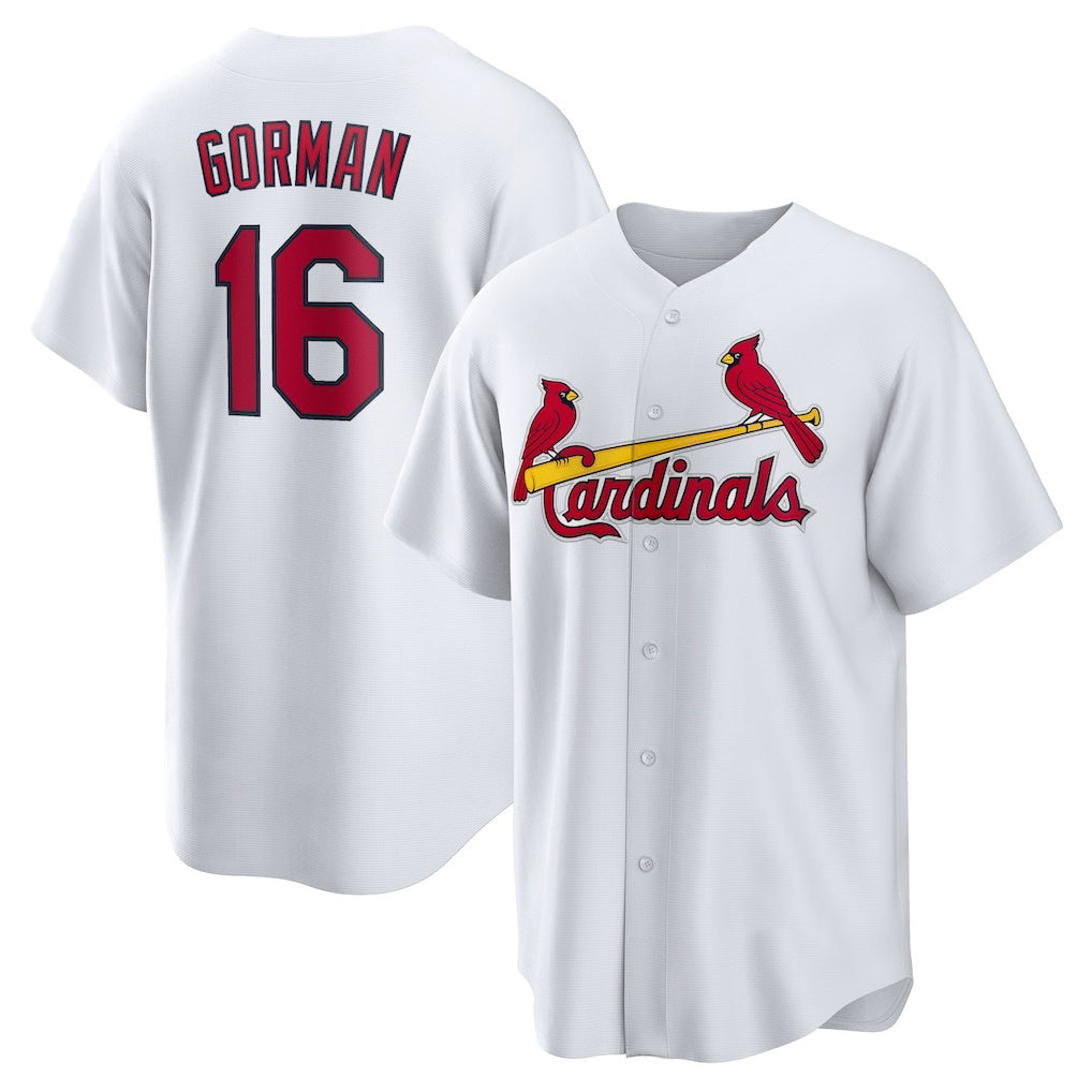 St. Louis Cardinals #16 Nolan Gorman White MWATKINS Home Replica Jersey