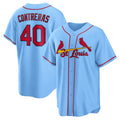 St. Louis Cardinals #40 Willson Contreras Light Blue MWATKINS Alternate Replica Jersey