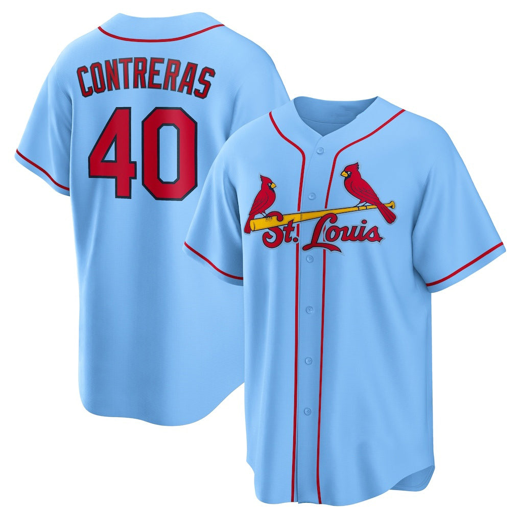 St. Louis Cardinals #40 Willson Contreras Light Blue MWATKINS Alternate Replica Jersey