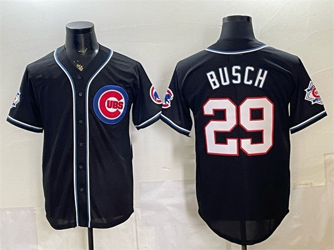 Chicago Cubs #29 Michael Busch 150th Anniversary Black MWATKINS Out Style Vapor Premier Limited Stitched Jersey