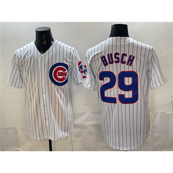 Chicago Cubs #29 Michael Busch White MWATKINS Cool Base Stitched Jersey