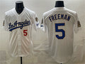 Los Angeles Dodgers #5 Freddie Freeman White MWATKINS 2026 Gold Collection 9x & B2B Champs Patch Stitched Jersey