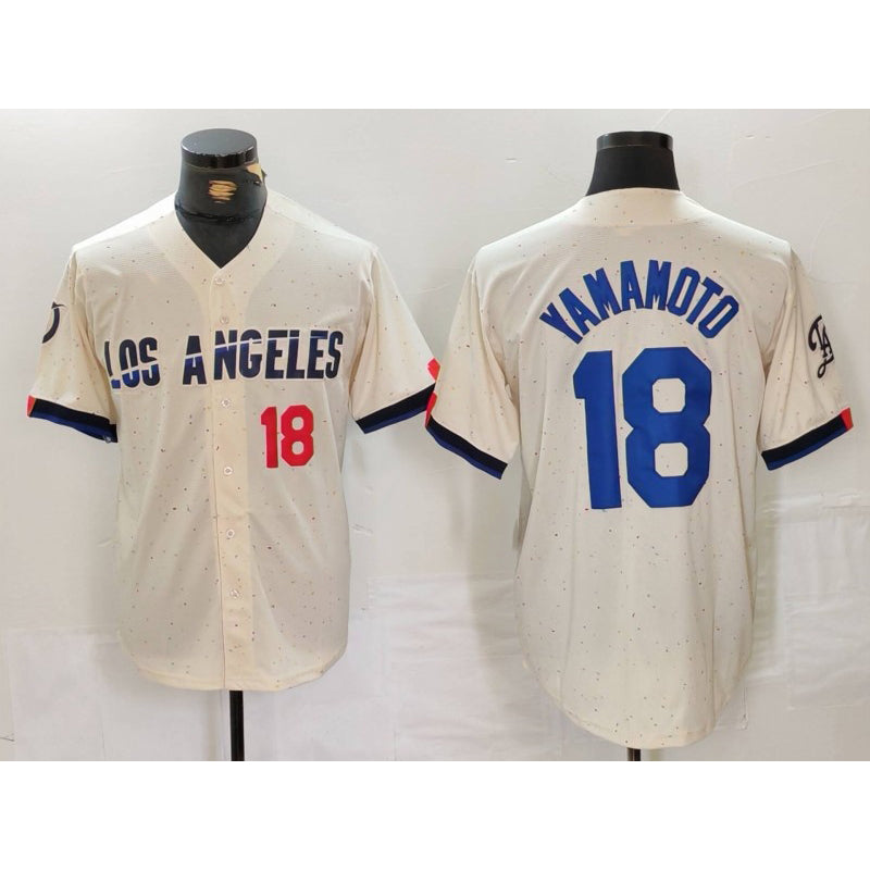 Los Angeles Dodgers #18 Yoshinobu Yamamoto Number Cream MWATKINS 2024 City Connect Limited Stitched Jerseys