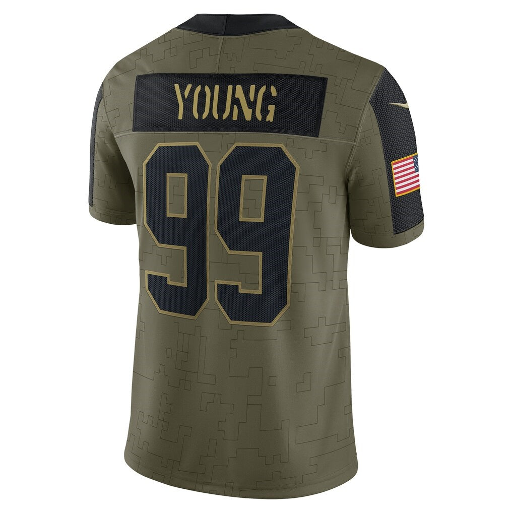W.Football Team #99 Chase Young Olive MWATKINS Salute To Service Limited Player Jersey
