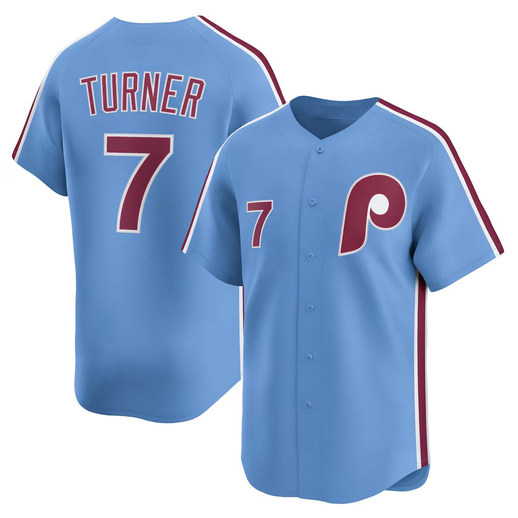 Philadelphia Phillies #7 Trea Turner Light Blue MWATKINS Alternate Limited Player Jersey