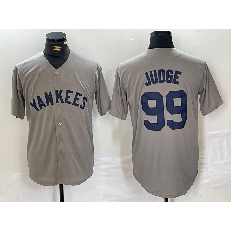 New York Yankees #99 Aaron Judge Name Grey MWATKINS Stitched Throwback Jersey